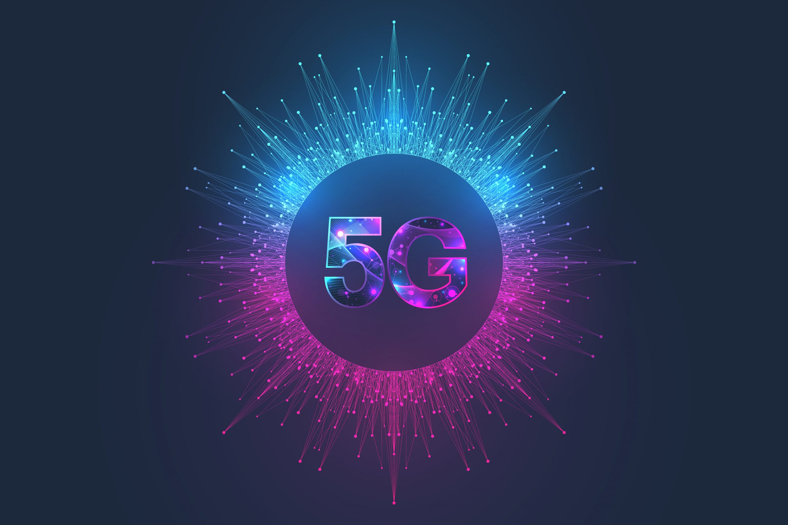 5G network wireless systems and internet vector illustration. Communication network. Business concept banner. Artificial Intelligence and Machine Learning Concept Banner